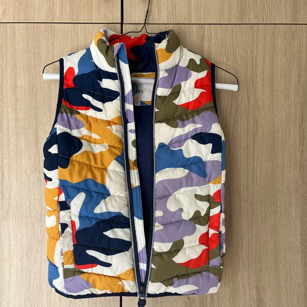 Boden Blue and Yellow Quilted Vest